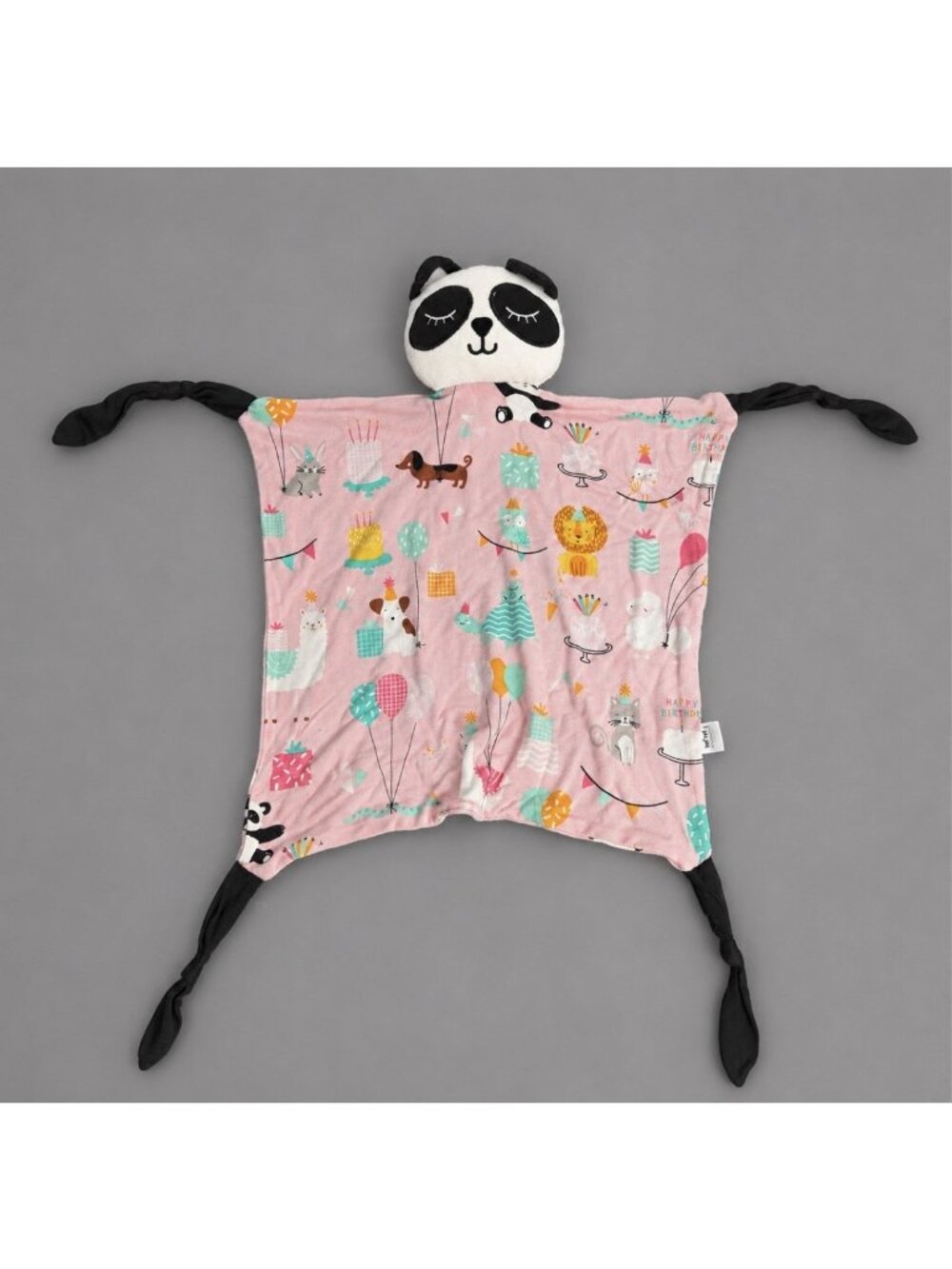 LITTLE SLEEPIES Pink Panda Bear Security Blanket Lovey Birthday Animals Print